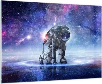 Produktbild von Bilder auf glas - Kosmonaut Weltraum - 100x70cm - Glasbilder - Wandbilder - Kunstdruck - zum Aufhängen bereit - Wanddekoration aus Glas - Glas Bilder - Wandbild auf Glas - Einteilig - GAA100x70-3985