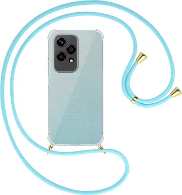Produktbild von Handykette Backcover-Schutzhülle mit Band (Metall goldfarben) für Honor 200 Lite - himmelblau