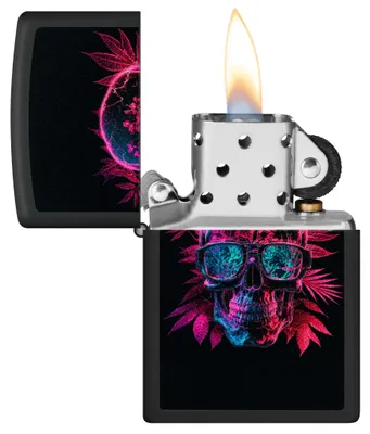 Produktbild von Zippo Sturmfeuerzeug Cannabis Skull, Schwarz Matt, Nachfüllbar, Windfest