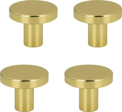 Obrázek produktu pro sada 4 kulatých nábytkových knoflíků v barvě kartáčovaného zlata 2,5 cm - elegantní matná černá barva do kuchyní, skříní a komod, odolná a snadno se montuje.