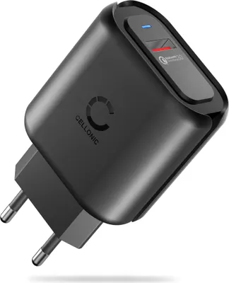 Produktbild von CELLONIC USB Ladegerät für Handy Smartphone Tablet mit QC Quick Charge 3.0 24W - 3A Schnellladegerät USB Power adapter USB Netzteil Ladeadapter Steckdose Netzstecker USB Charger Ladestecker Lader