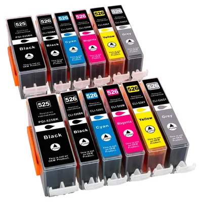 Immagine prodotto di Cartucce per stampante ESMONLINE, confezione da 12, compatibili con Canon PGI-525 CLI-526
