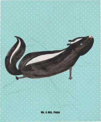 Produktbild von Mr. & Mrs. Panda Babydecke Stinktier Yoga - Türkis Pastell - Geschenk, Kinderdecke, Wildtier, Plaid, Kinderwagendecke, Skunk, Fleecedecke, Liebe, Namaste, Erstlingsdecke