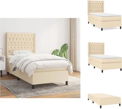 Produktbild von vidaXL Boxspringbett mit Matratze Creme 90x200 cm Stoff -  Betten & Bettgestelle