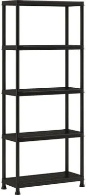 Image de Étagère de Rangement KETER Plus 75/5, 5 Tablettes, 75 x 32 x 176 cm, 25 kg par Tablette, Noir