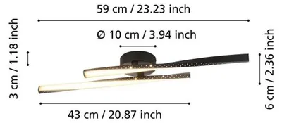Obrázok produktu pre Eglo 75685 ADEJE LED nástenné/stropné svietidlo 8W 590x100mm čierna biela teplá biela