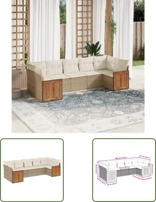 Produktbild von The Living Store 7-tlg. Garten-Sofagarnitur mit Kissen Beige Poly Rattan