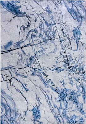 Produktbild von Blau Teppich Mazovia - Abstrakt, Marmor, Glamour Teppich für Wohnzimmer, Schlafzimmer, Büro - Maschinenwaschbar - 80 x 150 cm