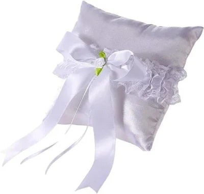 Produktbild von Famanu Ringkissen für Hochzeiten - Elegante Präsentation - 15x7x15 cm - Weiß