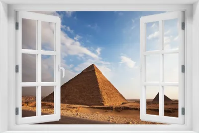 Produktbild von Wallario Poster mit Fenster-Illusion: Alte Pyramide in Ägypten, Größe: 100 x 150 cm