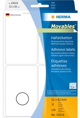 Zdjęcie produktu dla HERMA Vielzwecketiketten weiß 52x82 mm ablösbar  96 St.