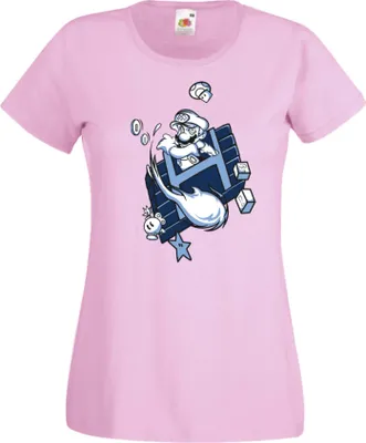 Produktbild von Damen T-Shirt Game Mario Fun Fire ball Var-006 Game Mario Fun Fireball, Lady L / Hellrosa