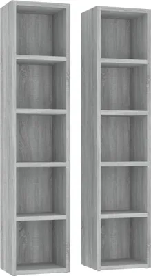 Obrázek produktu pro Skříňky na CD 2 ks šedé sonoma 21x16x93,5 cm kompozitní dřevo