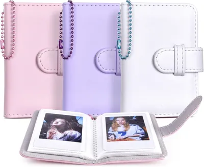 Produktbild von 3 in 1 Mini Fotoalben für Fujifilm Instax Mini Film, mit Schlüsselanhänger, für Mini 12 11 9 8 7s, Rosa Lila