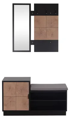 Produktbild von Garderobe Dana mit Schuhbank Schwarz