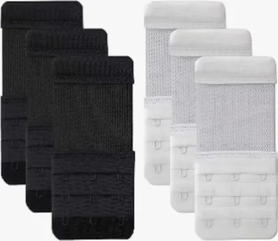 Produktbild von INF BH-Verlängerungsverschlüsse 3 Reihen 3 Haken 6er-Pack Schwarz-Weiss
