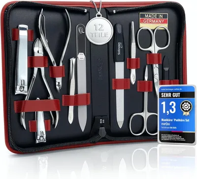 Produktbild von marQus Maniküre-Set 12-teilig – Echtleder-Etui, Solingen – Rot