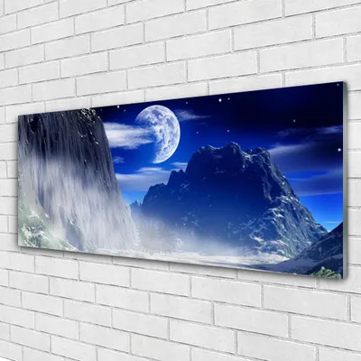 Produktbild von Acrylglasbilder 125x50 Wandbild Druck Gebirge Nacht Landschaft