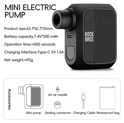 Image de Pompe à vélo - Pompe à air électrique - Écran numérique - 100 PSI - 300 mAh - Charge USB-C - Portable