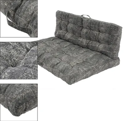 Produktbild von Palettenkissen 2er Set Grau Sitzkissen 120x80cm Baumwolle Waschbar