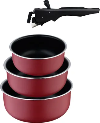 Produktbild von Bergner Click&Cook Edition Topfset 3-teilig 16, 18 und 20 cm + abnehmbarer Griff | Gepresstes und antihaftbeschichtetes Aluminium | Für alle Herdarten und Backöfen