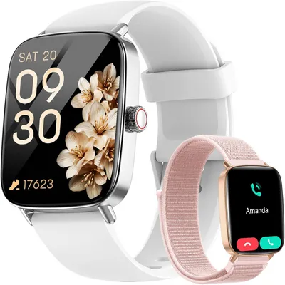 Smartwatch Damen mit Telefonfunktion,1.85" HD Uhren Damen mit Herzfrequenz Schlafmonitor SpO2 Schrittzähler,110+Sportmodi Fitnessuhr,IP68 wasserdichte