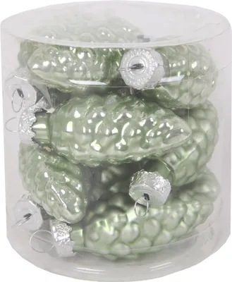 Produktbild von TrendLine Weihnachtskugeln aus Glas Tannenzapfen Ø 6 cm light green 12 Stück