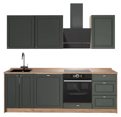 Zdjęcie produktu dla Zabudowa kuchenna Vicco Fame-Line Green Gold Country/Dąb goldkraft 230 cm, BP Dąb, Model 63990