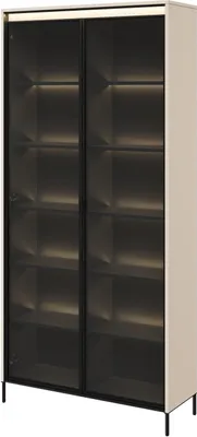 Produktbild von Vitrine TREND TR-07 Vitrinenschrank mit LED-Beleuchtung Standvitrine 92 x 196 cm Regalschrank 2 Türen Schrank Modern (Beige)