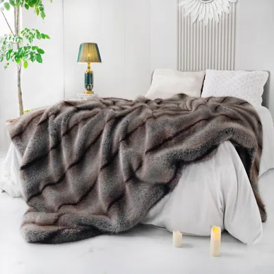 Produktbild von Kunstfelldecke für Sofa 130x150 weicher dekorativer Überwurf