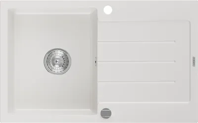 Immagine prodotto di Mexen Bruno lavello in granito a 1 vasca con scolapiatti 795 x 495 mm, bianco, sifone cromato - 6513791010-20