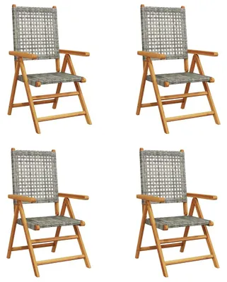 Immagine prodotto di Sedia da giardino regolabile 4 pz. Legno massiccio in poly rattan grigio