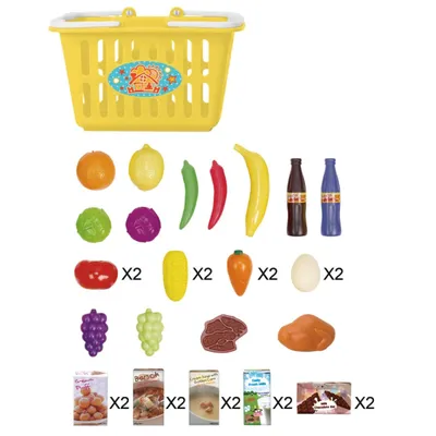 Produktbild von Playgo Mein Einkaufskorb mit Lebensmittel 32-tlg. Set 3752
