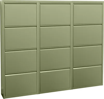 Image de Pisa Armoire à chaussures à 12 rabats/portes en métal, vert. Livré entièrement monté.