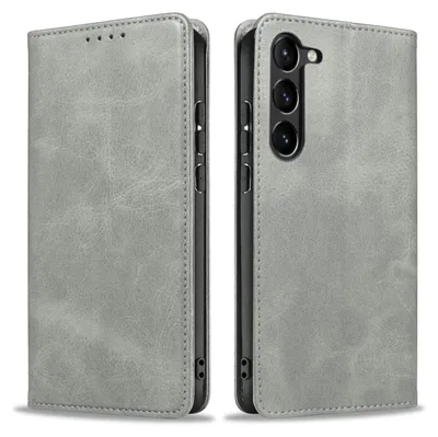 Produktbild von Handyhülle für Samsung Galaxy S23 Kunstleder Flip Cover Hülle Klapphülle Case Kartenfach Farbe: Grau