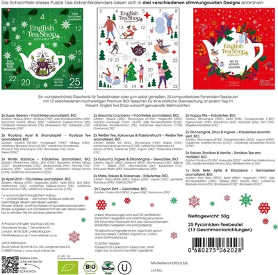 Zdjęcie produktu dla ETS - Puzzle Tea Advent Calendar "Red Christmas", 25 x herbaty BIO w torebkach piramidkach