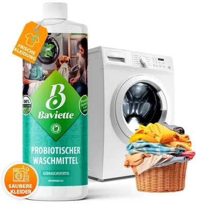 Produktbild von Baviette Waschmittel Geruchsentferner 500 ml – mit Mikroorganismen gegen Tiergerüche, Sportgerüche & organische Gerüche, für empfindliche Babywäsche