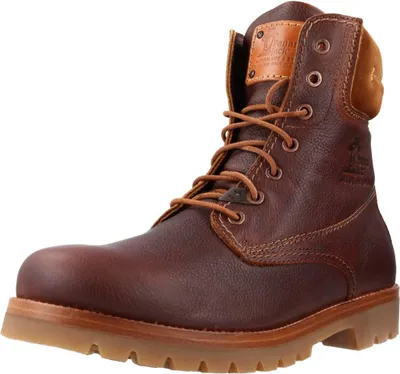 A single brown leather boot is shown against a white background.