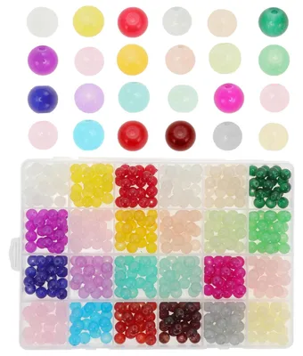 Produktbild von Glasperlen 480 Stück - Runde Perlen 8 mm - Schmuckperlen - Kristallglasperlen - Bunte Perlen - Für Armbänder und Basteln - Schmuckperlen