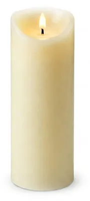 Produktbild von Relaxdays LED Kerze, HxD: 30 x 10 cm, flackernde Flamme, Echtwachs, flammenlose Stumpenkerze, XXL Bodenkerze, champagner