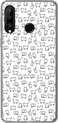 Produktbild von MuchoWow® Handyhülle Schutzhülle Hülle für Telefoonhoesje Huawei P30 Lite Mädchen - Katze - Muster - Mädchen - Kinder - Kinder Silikon Softcase Handy Hülle - Handyhülle