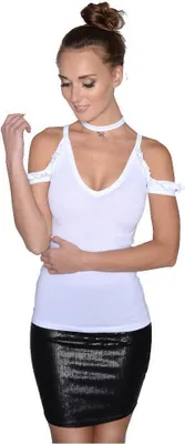 Immagine prodotto di Canotta da donna con girocollo senza spalle; bianco/S/M