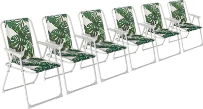 Produktbild von Harbor Housewares Klappbare Strandstühle aus Metall – Bananenblatt – 6er-Pack