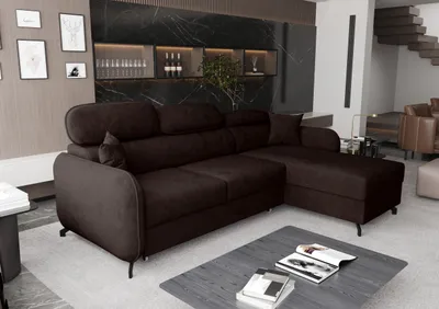 Image de AX LIVING Canapé d'angle fonction sommeil Ribella 5 L 265 cm marron D
