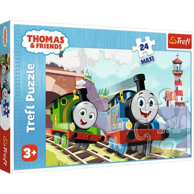 Obrázok produktu pre TREFL Puzzle Mašinka Tomáš: Tom a Percy na koľajniciach MAXI 24 dielikov
