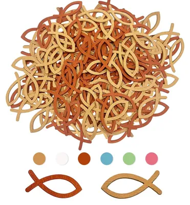 100 Holzfische, 3,5 cm, Streudeko für Kommunion & Taufe