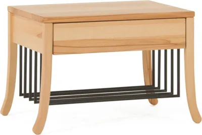 Produktbild von Dico Massivholz Buche/Wildeiche Nachttisch mit Metalleinsätzen Beistelltisch 960.11