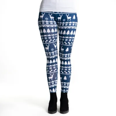 Produktbild von cosey- Christmas Line Leggings- X-Mas Print (Einheitsgröße) - Design Blue Chirstmas