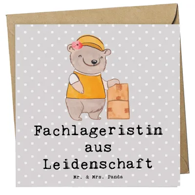 Produktbild von Mr. & Mrs. Panda Glückwunschkarte Fachlageristin Leidenschaft - Grau Pastell - Geschenk, Ausbildung, Lustig, faltkarte, doppelkarte, Klappkarte, Grußkarte, anlasskarte