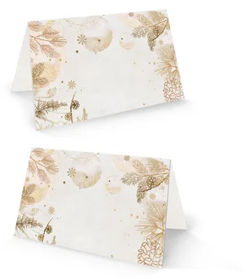 Produktbild von 25 Weihnachten Tischkarten Klappkarten zum Beschriften Namenskarten gold beige